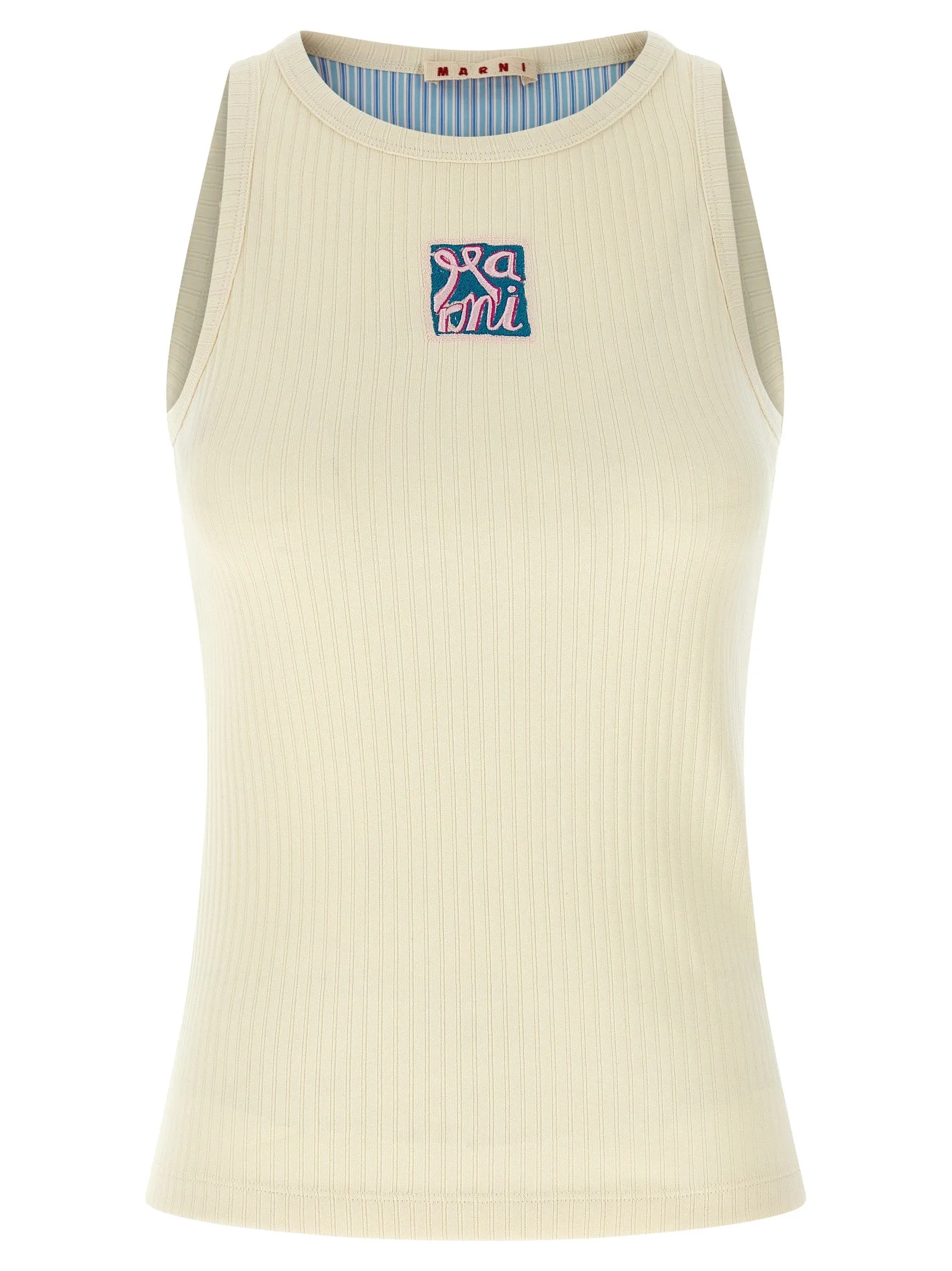Logo Patch Tank Top Tops Beige sold by Wanan Luxury