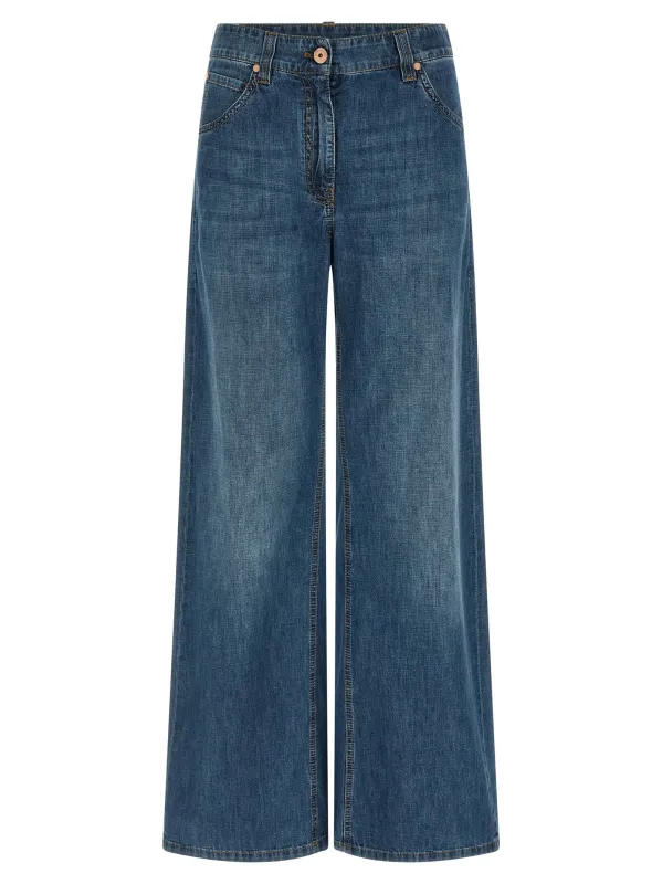 Wide Leg Jeans Blue sold by Wanan Luxury