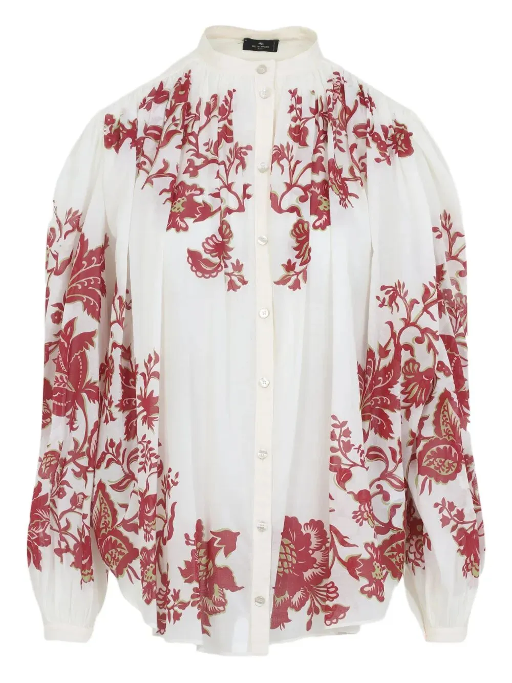 Flower-Print Pleated Cotton Blouse sold by Wanan Luxury
