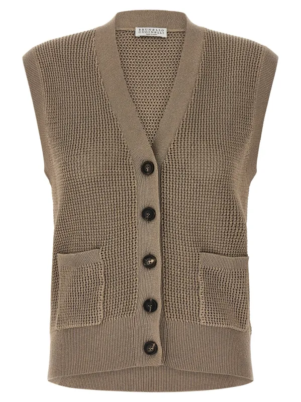 Sparkling Gilet Brown sold by Wanan Luxury