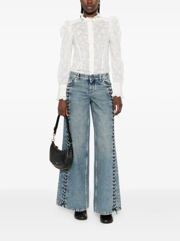 Laced Wide-Leg Denim Jeans sold by Wanan Luxury