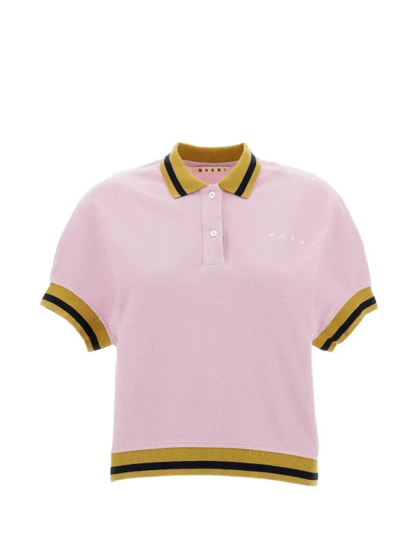 Striped Details Cotton PiquÉ Polo Shirt made by Marni