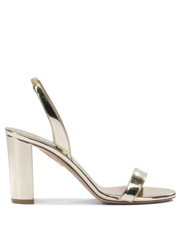 So Nude Block 85mm Sandals Gold made by Aquazzura