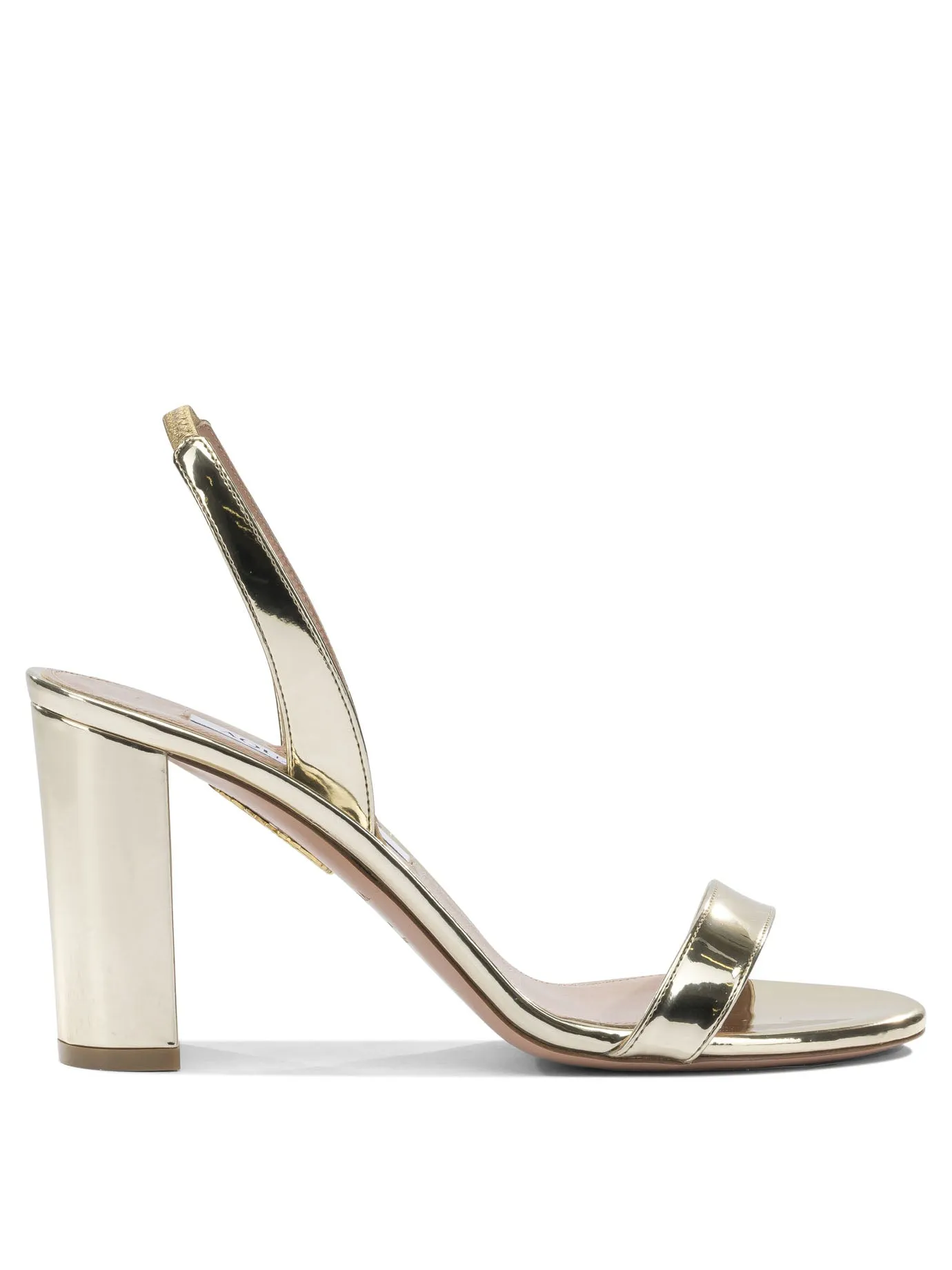 So Nude Block 85mm Sandals Gold sold by Wanan Luxury