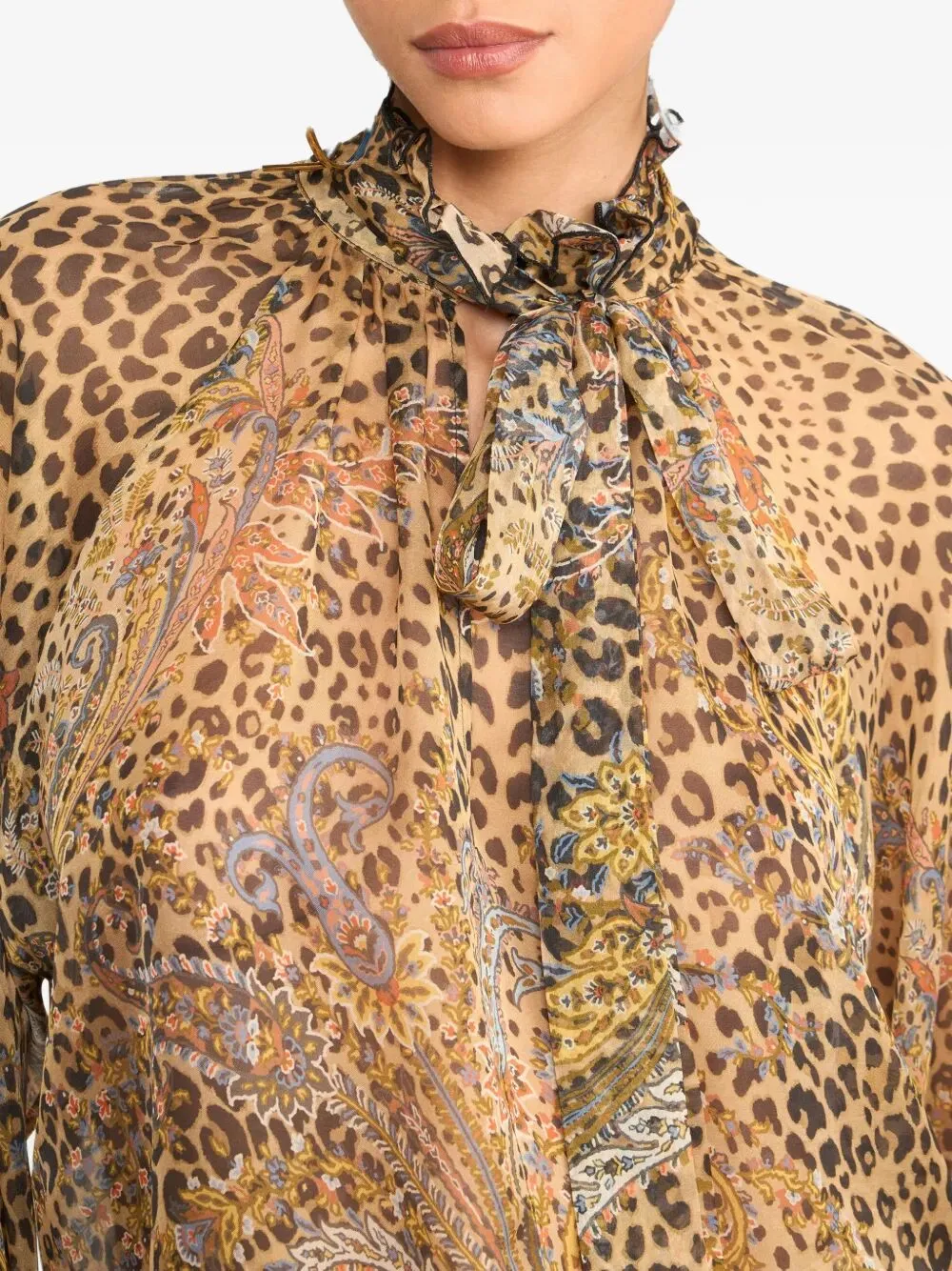 Silk Chiffon Blouse With Scarf And Animal Paisley Pattern sold by Wanan Luxury product image thumbnail 5