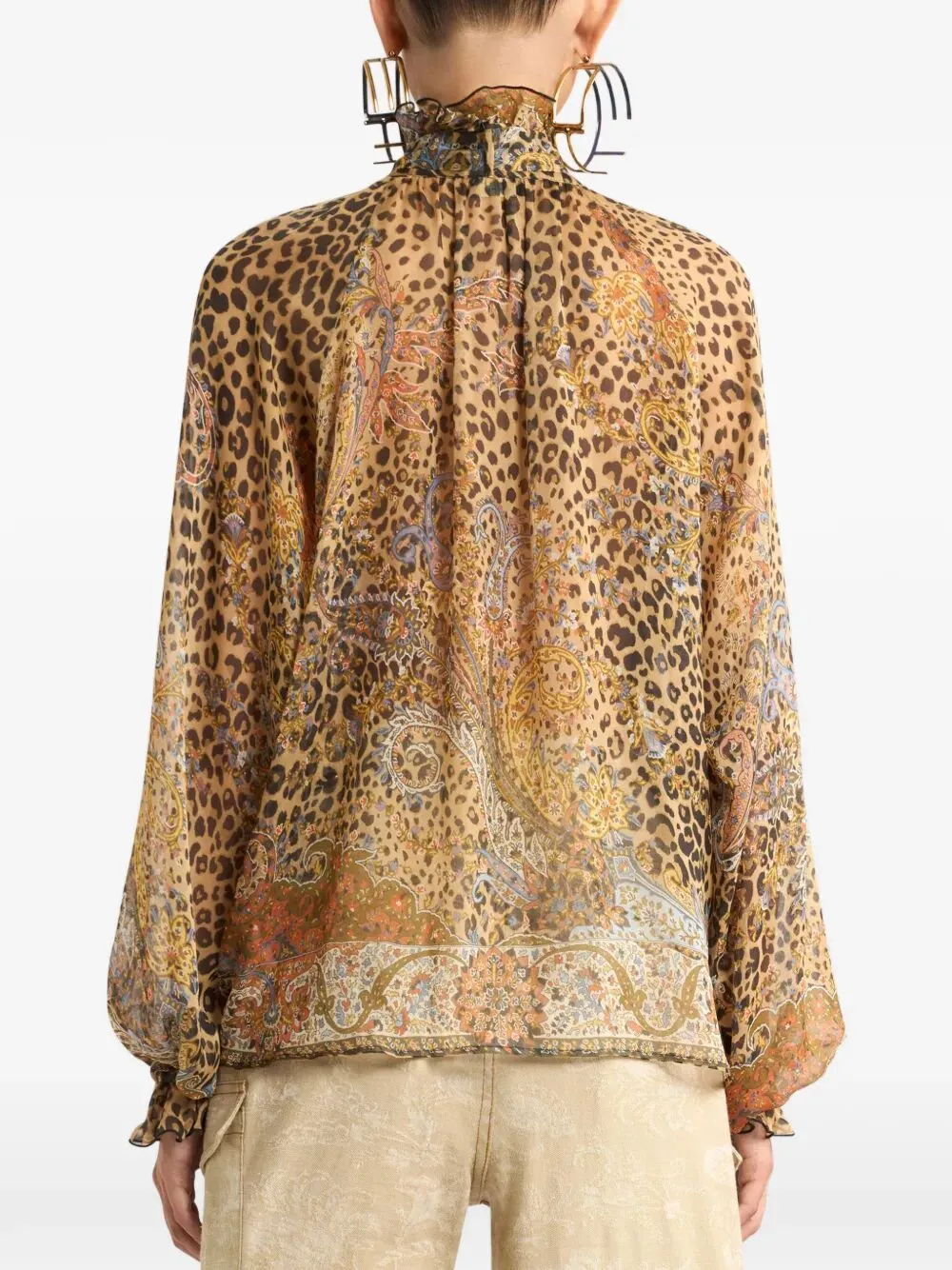 Silk Chiffon Blouse With Scarf And Animal Paisley Pattern sold by Wanan Luxury product image thumbnail 4