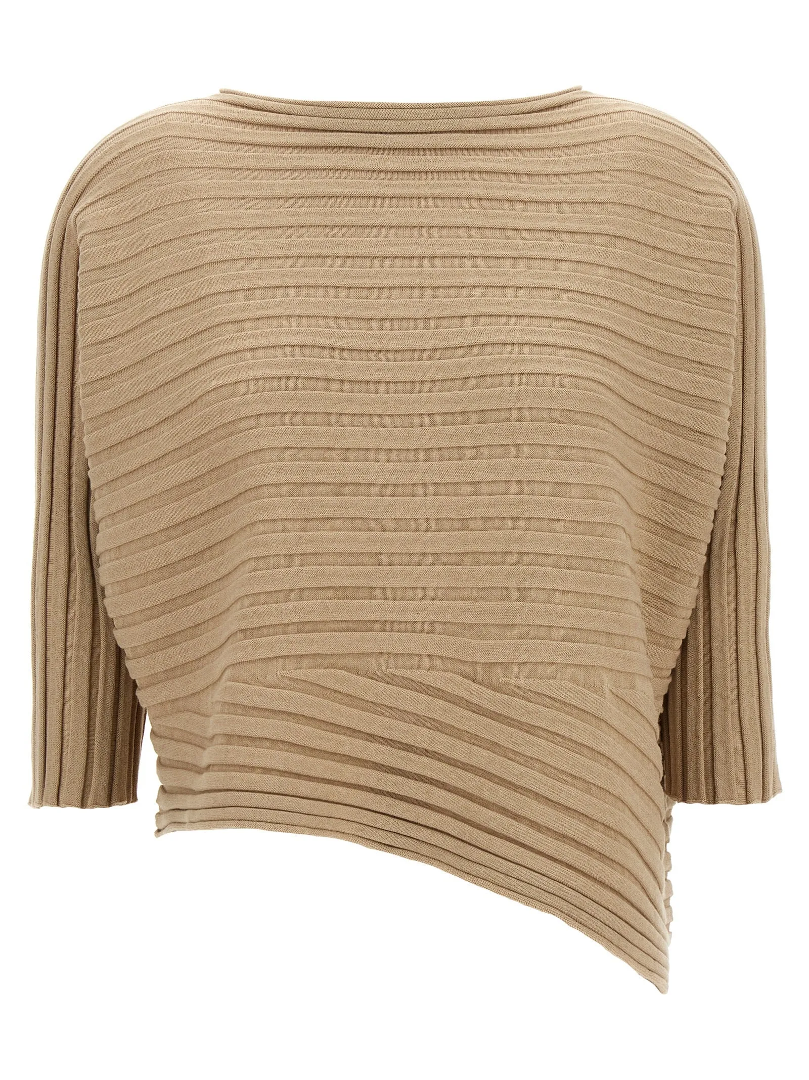 Cotton Cashmere Knit Tops Beige sold by Wanan Luxury
