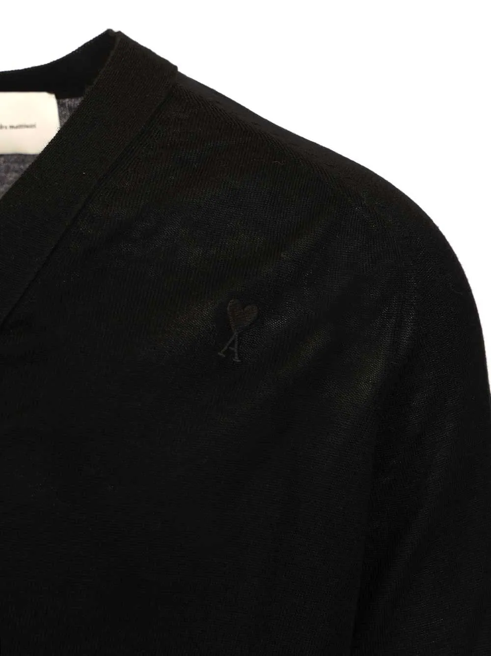 Ami Paris V-Neck Wool Cardigan Knitwear Black sold by Wanan Luxury product image thumbnail 3