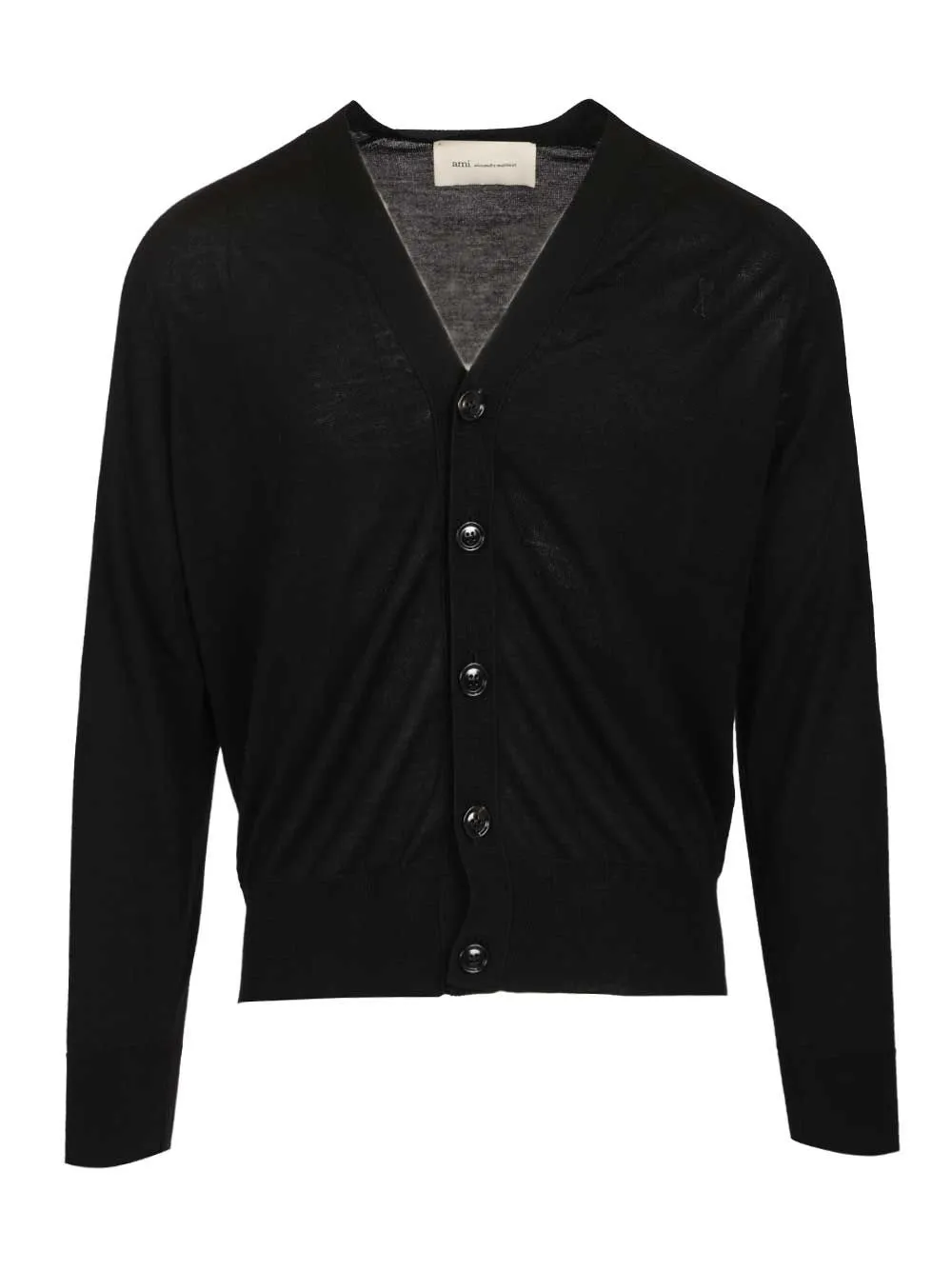 Ami Paris V-Neck Wool Cardigan Knitwear Black sold by Wanan Luxury