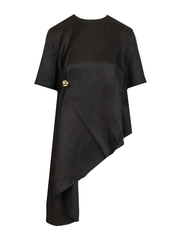 Madea 01 Draped Asymmetric Top Tops Black sold by Wanan Luxury