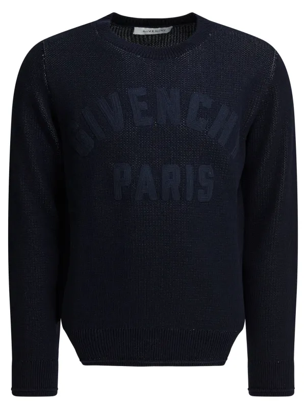 Sweater With Embroidered Logo Knitwear Blue sold by Wanan Luxury