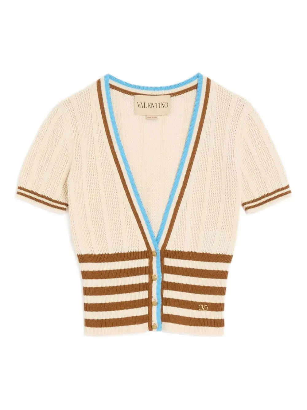 Knit Striped Cropped Cardgian sold by Wanan Luxury