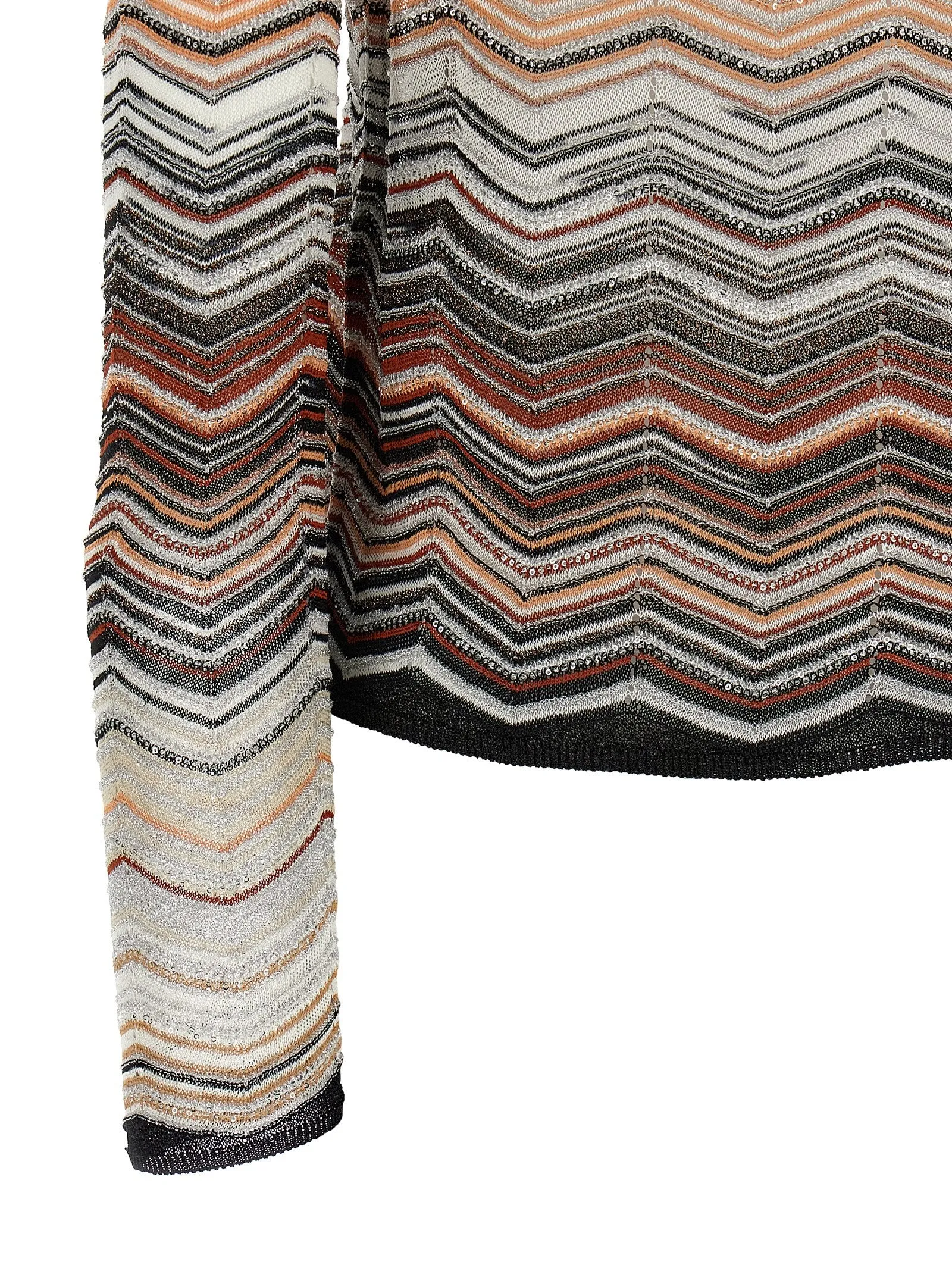 Chevron Lamé Cardigan Sweaters And Cardigans Brown sold by Wanan Luxury product image thumbnail 4