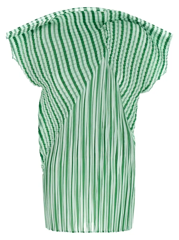 Generic Stripes (Machine Pleats) Tops Green sold by Wanan Luxury