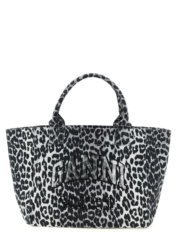 Leopard Medium Tote Tote Bag Gray sold by Wanan Luxury