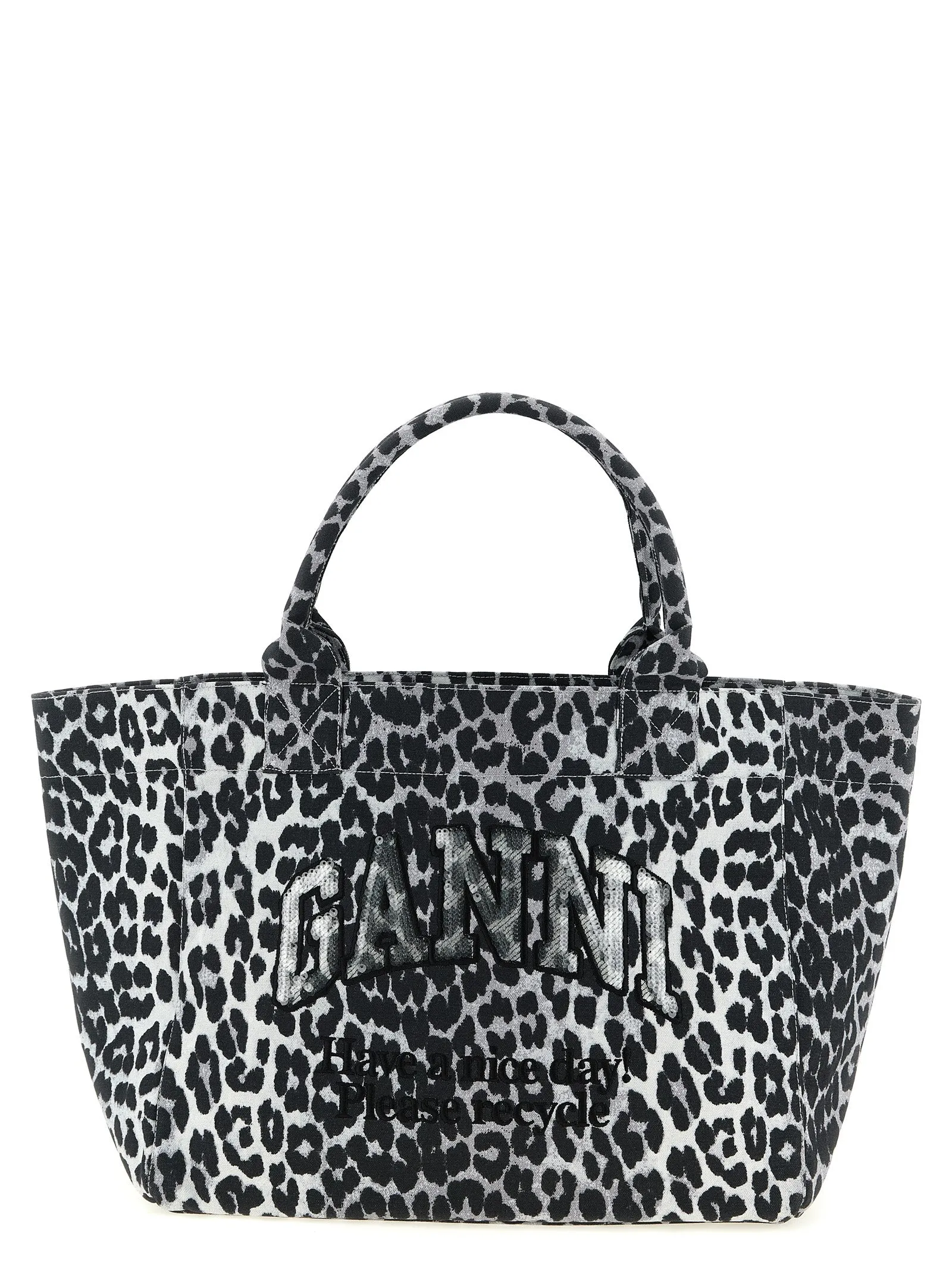 Leopard Medium Tote Tote Bag Gray sold by Wanan Luxury