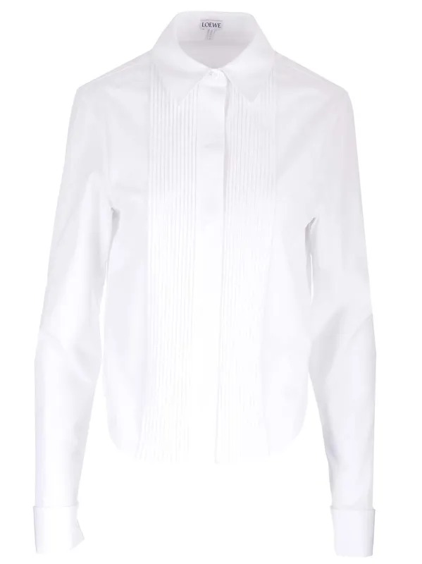 White Pleated Cotton Shirt Shirts White sold by Wanan Luxury