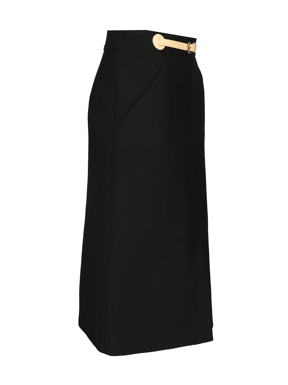 Wool And Silk Midi Skirt Skirts Black sold by Wanan Luxury product image thumbnail 3