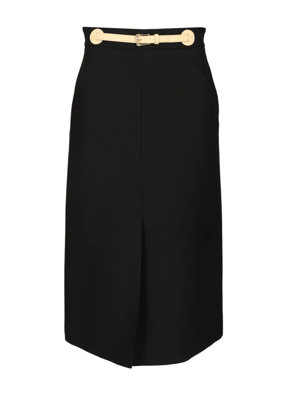 Wool And Silk Midi Skirt Skirts Black sold by Wanan Luxury