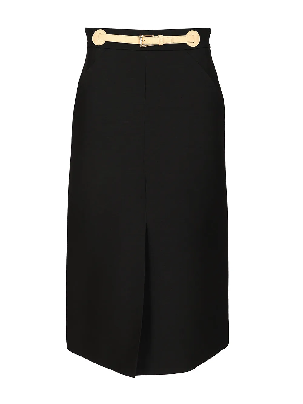 Wool And Silk Midi Skirt Skirts Black sold by Wanan Luxury