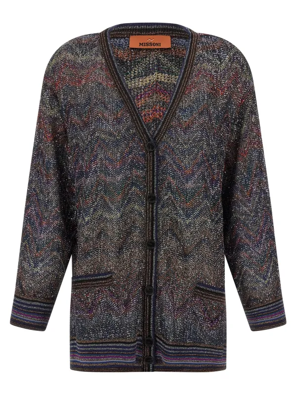 Zigzag Pattern Cardigan Sweaters And Cardigans Multicolor sold by Wanan Luxury