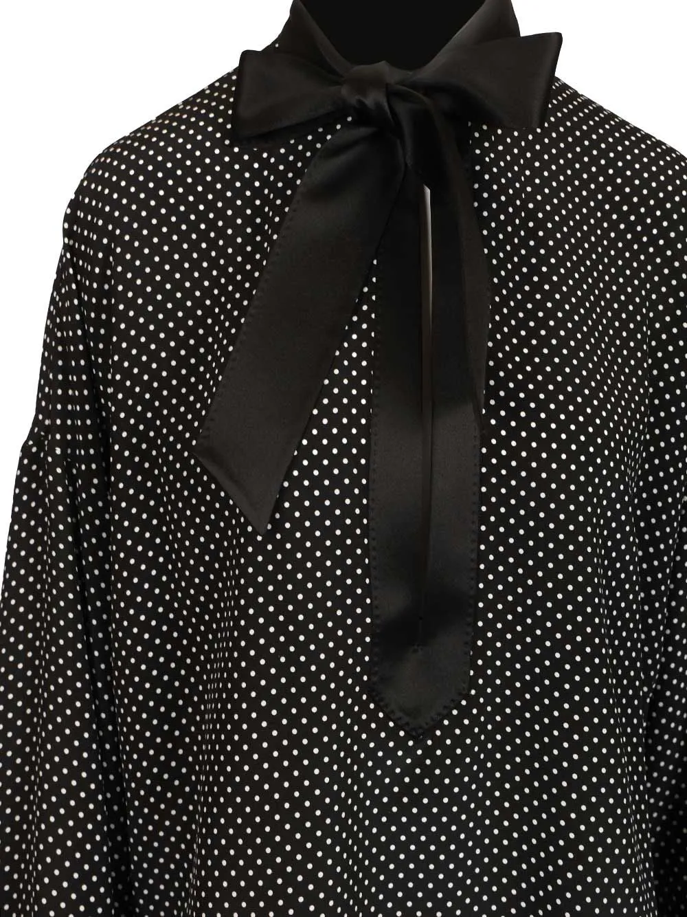 Polka Dot Silk Satin Blouse With LavallièRe Collar Shirts Black sold by Wanan Luxury product image thumbnail 4