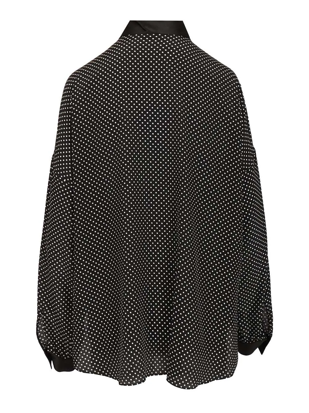 Polka Dot Silk Satin Blouse With LavallièRe Collar Shirts Black sold by Wanan Luxury product image thumbnail 2