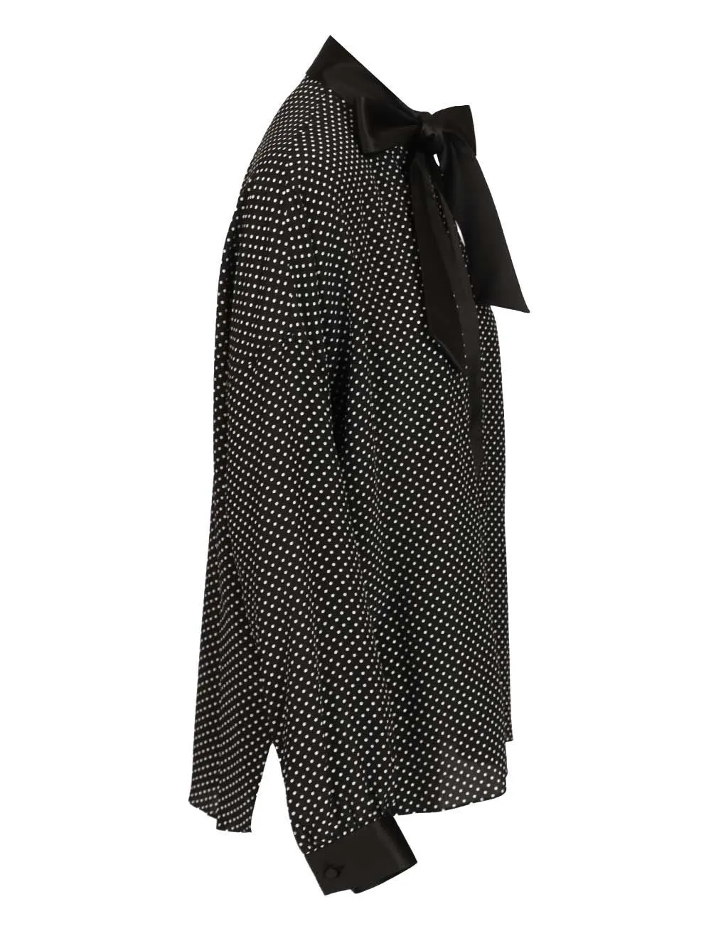 Polka Dot Silk Satin Blouse With LavallièRe Collar Shirts Black sold by Wanan Luxury product image thumbnail 3