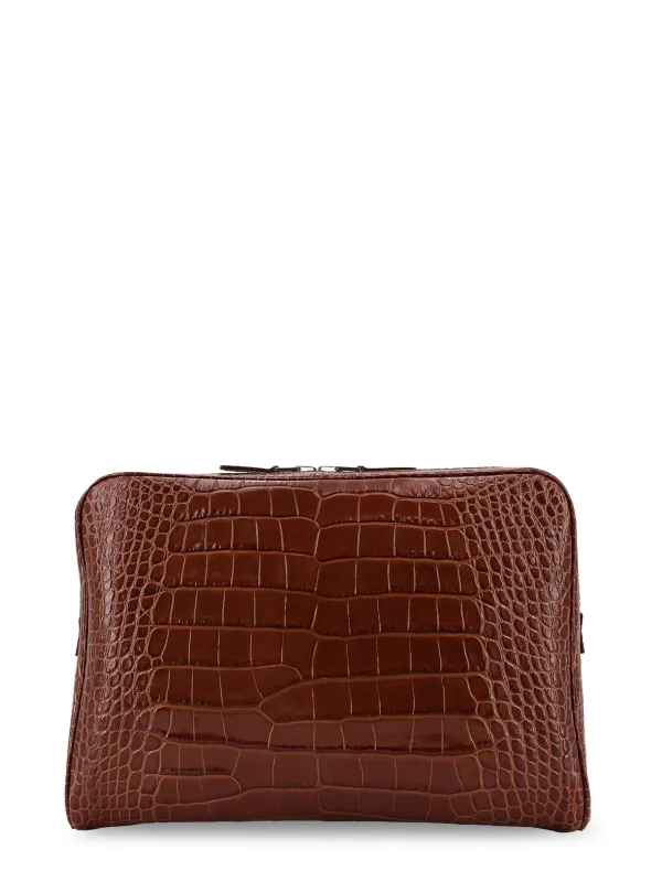 Croco Print Leather Laptop Pouch sold by Wanan Luxury