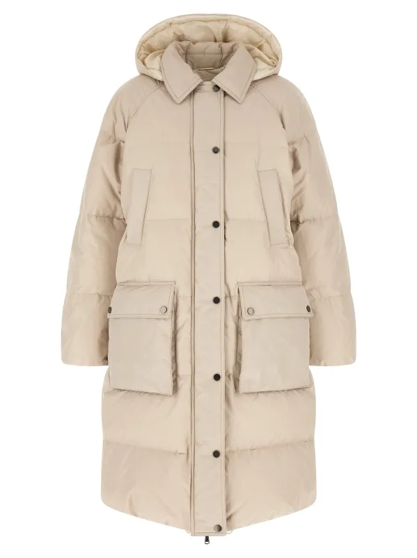 Shiny Zipper Pull Puffer Jackets Beige sold by Wanan Luxury
