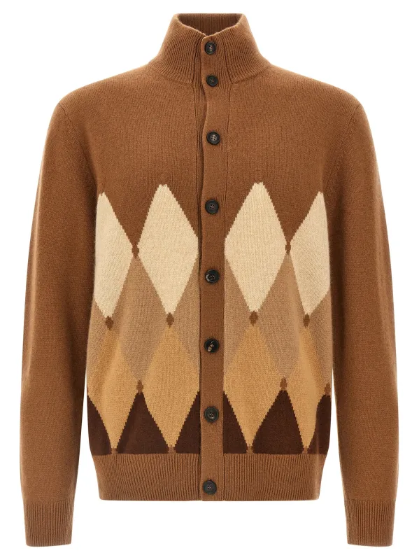 Cardigan Argyle Sweaters And Cardigans Brown sold by Wanan Luxury