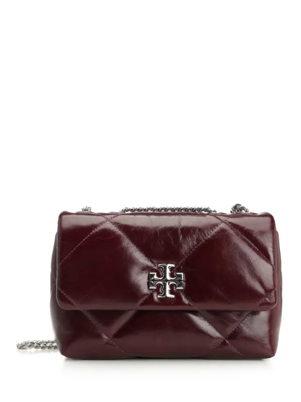 Kira Diamond Quilt Distressed Crossbody Bags Bordeaux made by Tory Burch