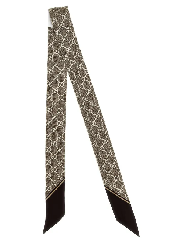 Gg Lamé Scarf Scarves And Foulards Brown sold by Wanan Luxury