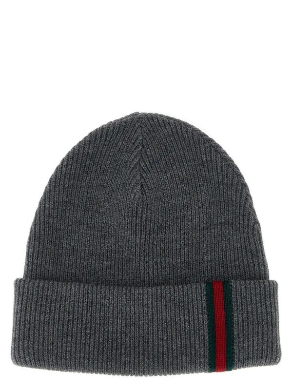 Web Detail Beanie Hats Gray sold by Wanan Luxury