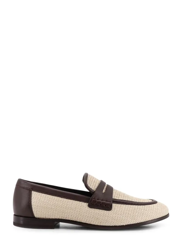 Raffia And Leather Loafers made by Brunello Cucinelli