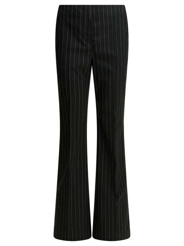 Pinstripe Pants In Virgin Wool Trousers Black sold by Wanan Luxury