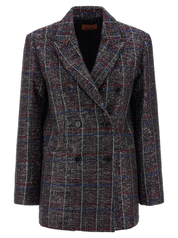 Sequin Tartan Blazer Blazers Multicolor sold by Wanan Luxury