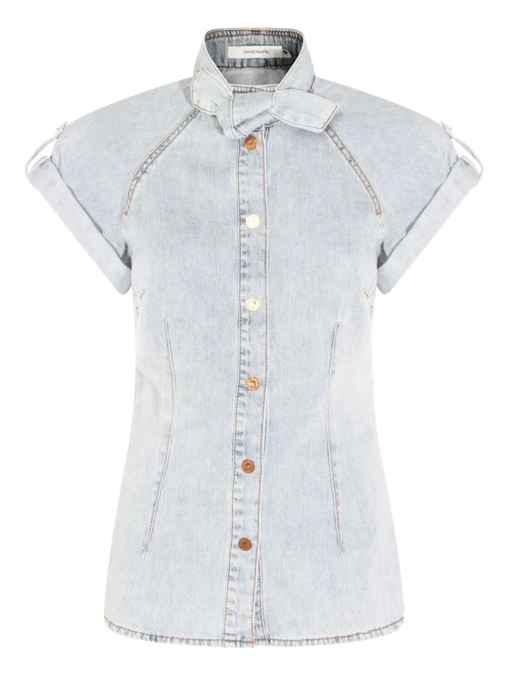 Bow-Tie Denim Top sold by Wanan Luxury