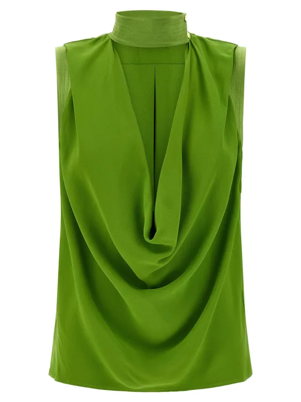 Draped Top Tops Green sold by Wanan Luxury