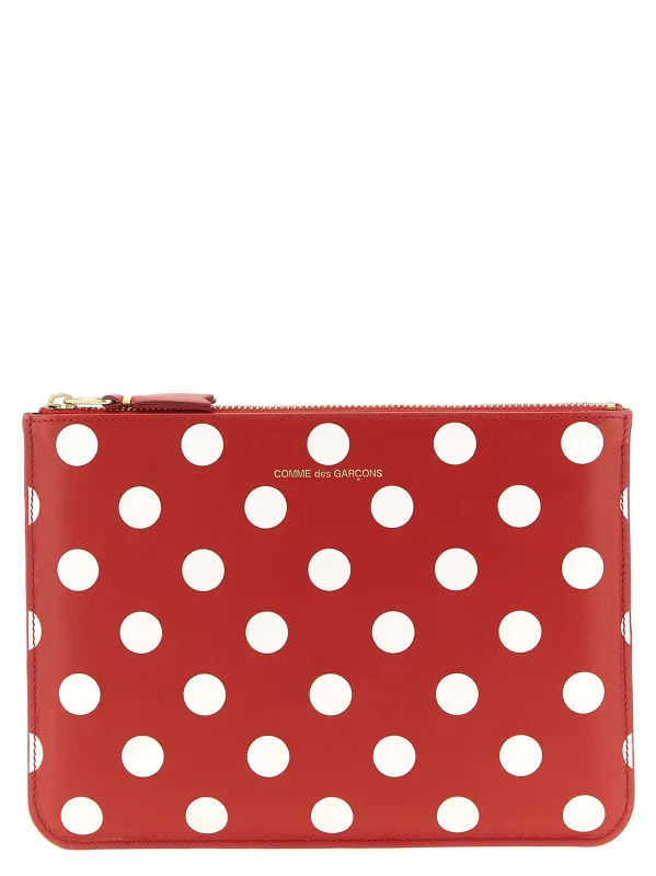 Polka Dots Printed Wallets And Card Holders Red sold by Wanan Luxury