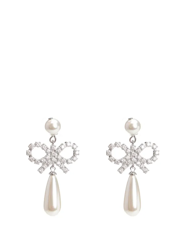Bow Drop Earrings Jewelry White sold by Wanan Luxury