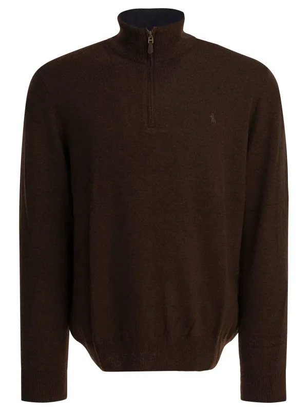 Wool Sweater With Zipper Knitwear Brown made by Polo by Ralph Lauren