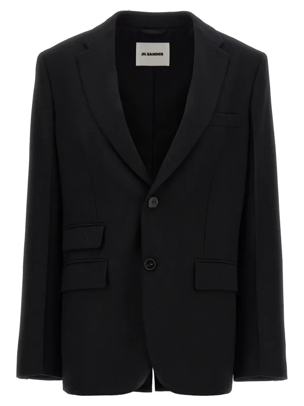 Tailored Single-Breasted Blazer Blazers Black sold by Wanan Luxury
