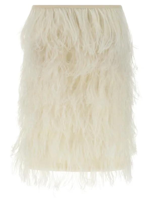 Ostrich Feather Skirt Skirts White sold by Wanan Luxury