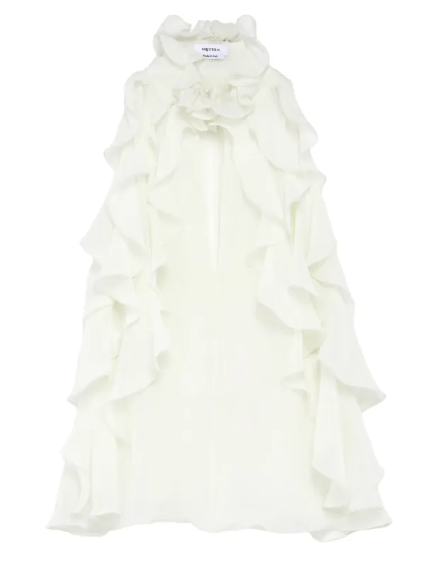 Women`S Ruffled Top In Cream sold by Wanan Luxury
