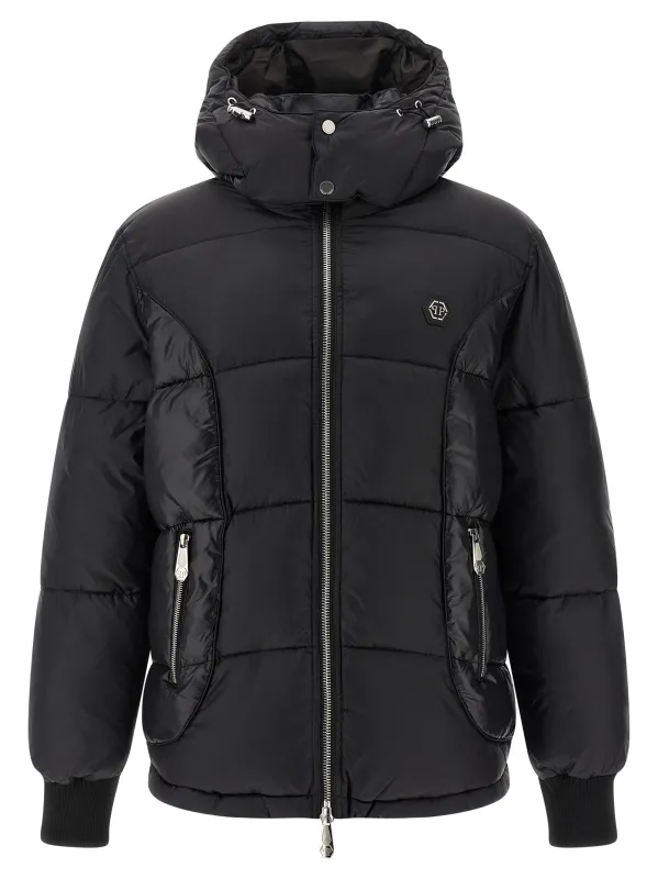 Logo Patch Down Jacket Puffer Jackets Black made by Philipp Plein