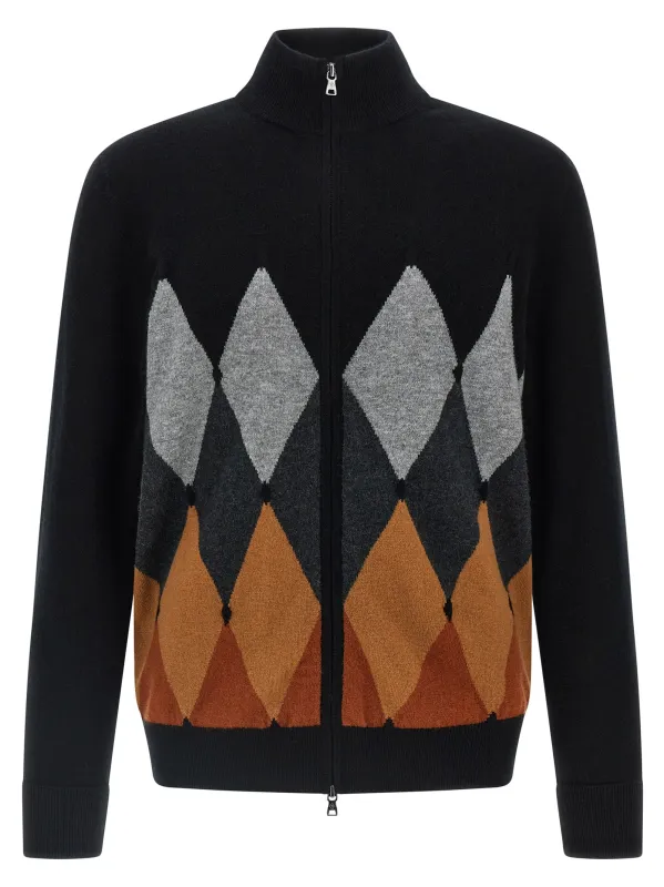 Cardigan Argyle Sweaters And Cardigans Black sold by Wanan Luxury