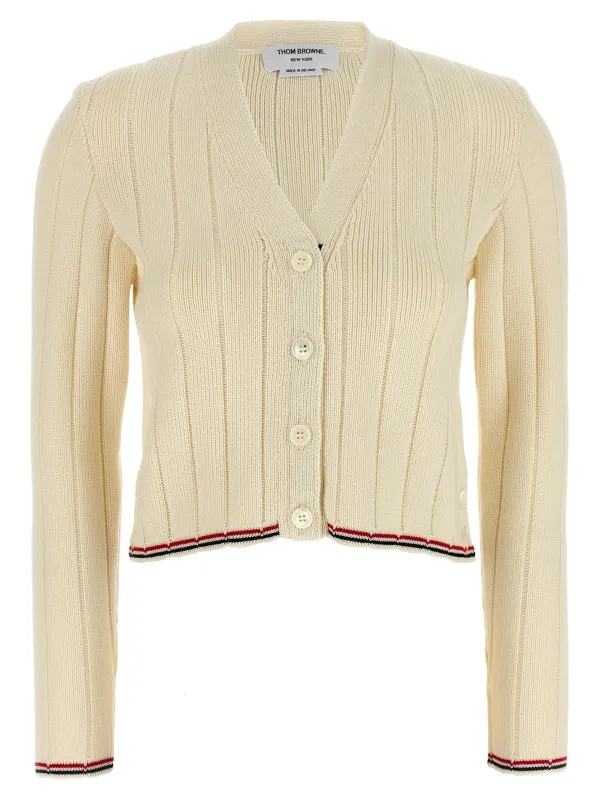 Ladder Full Needle Rib Stitch Sweaters And Cardigans White sold by Wanan Luxury