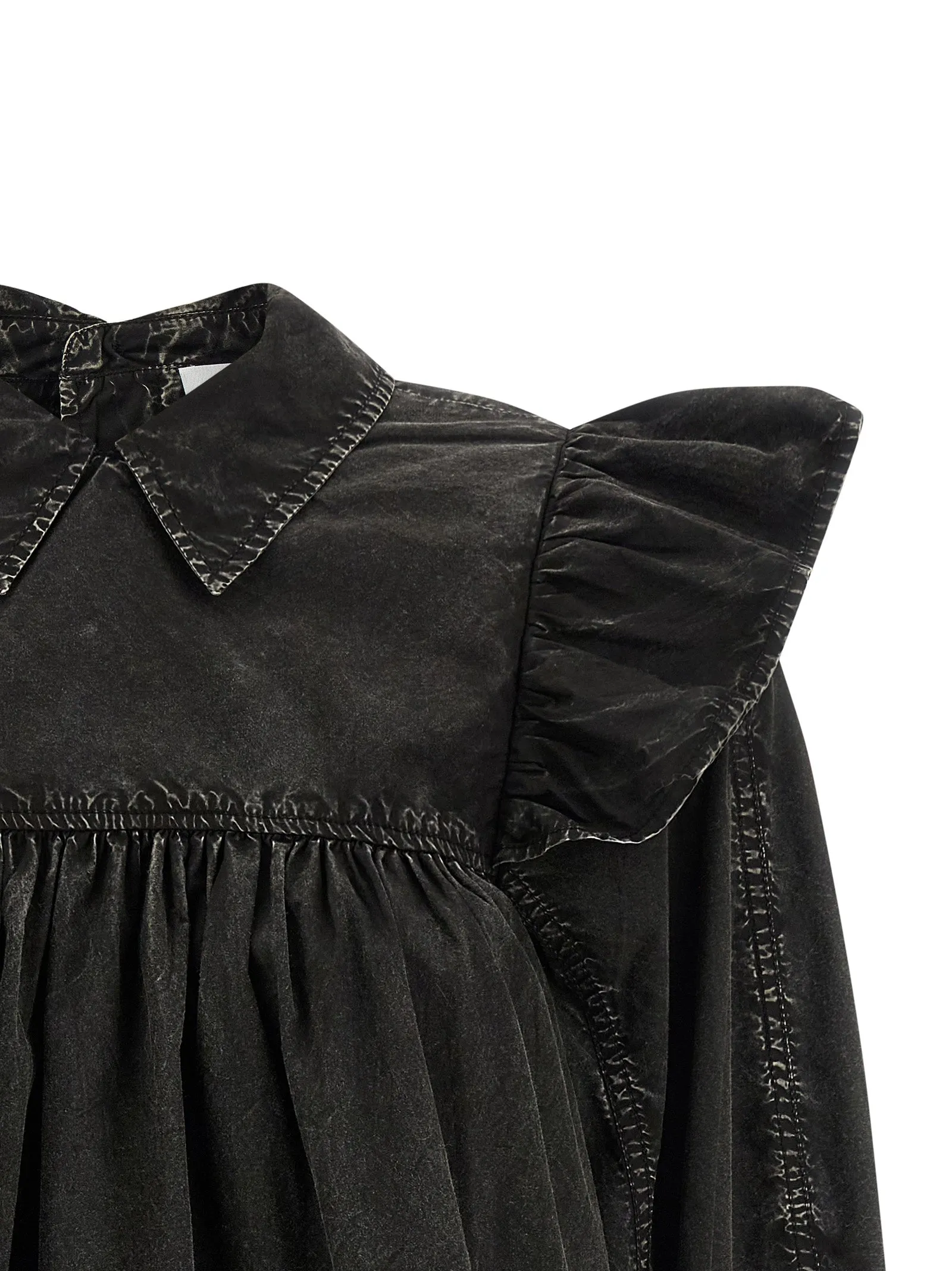 Black Washed Frill Shirt And Blouse Black sold by Wanan Luxury product image thumbnail 3
