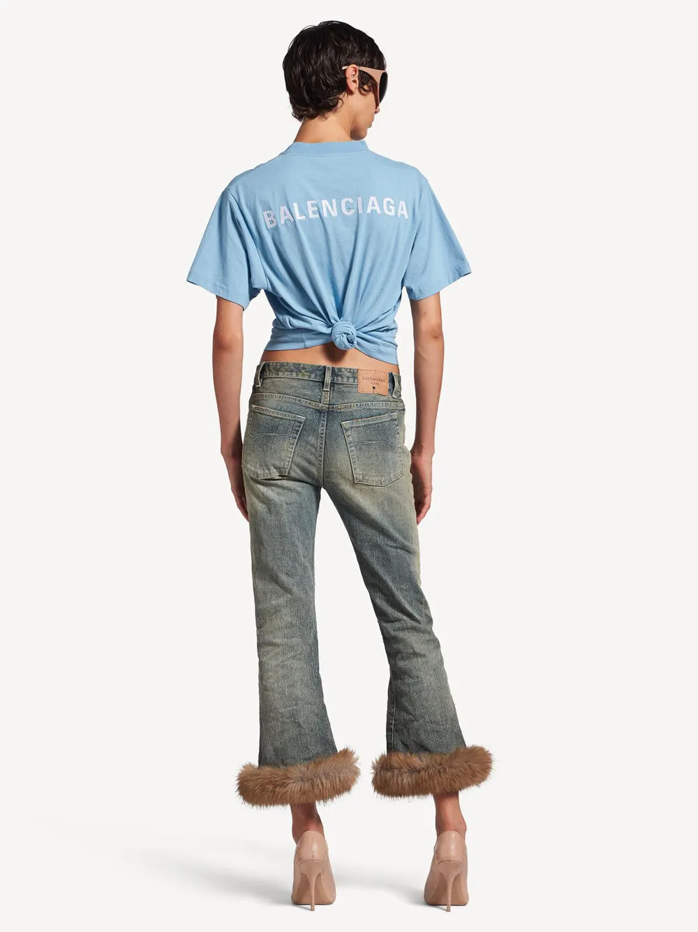 Women`S Balenciaga Back T-Shirt Medium Fit In Light Blue/White sold by Wanan Luxury product image thumbnail 3